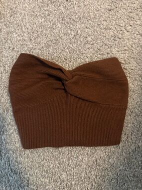 Princess Polly Brown Twist Front Ribbed Tube Top